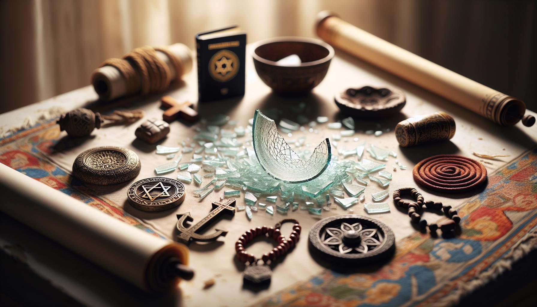 Rozbite szkło w różnych religiach i wierzeniach