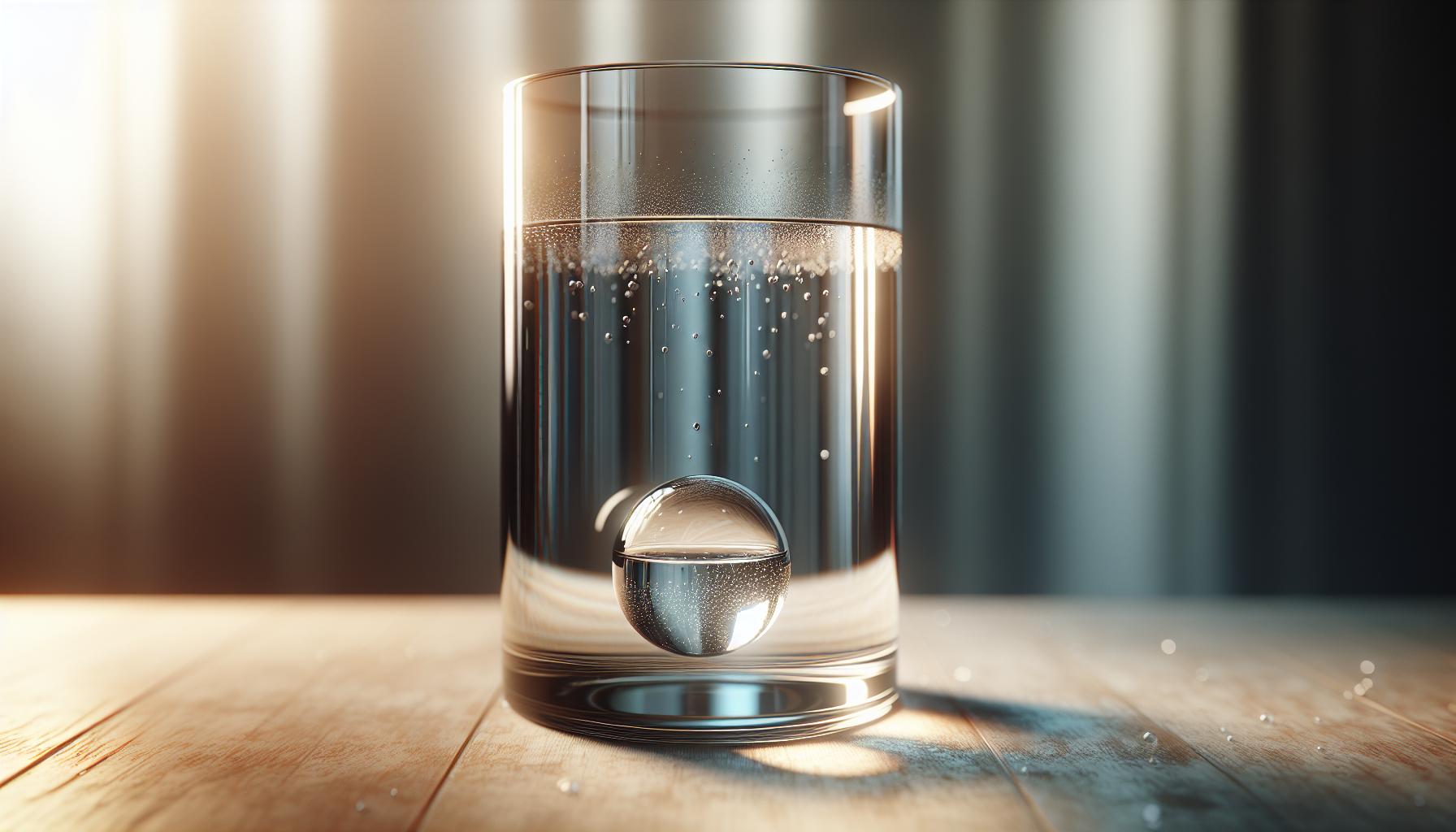 Porównanie gęstości szkła i wody